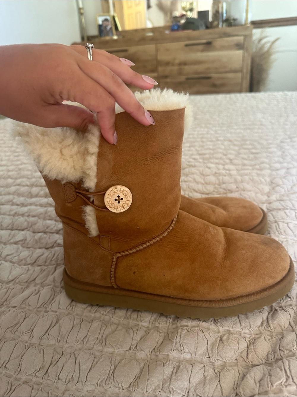 UGG Chestnut Suede Bailey Button Boots